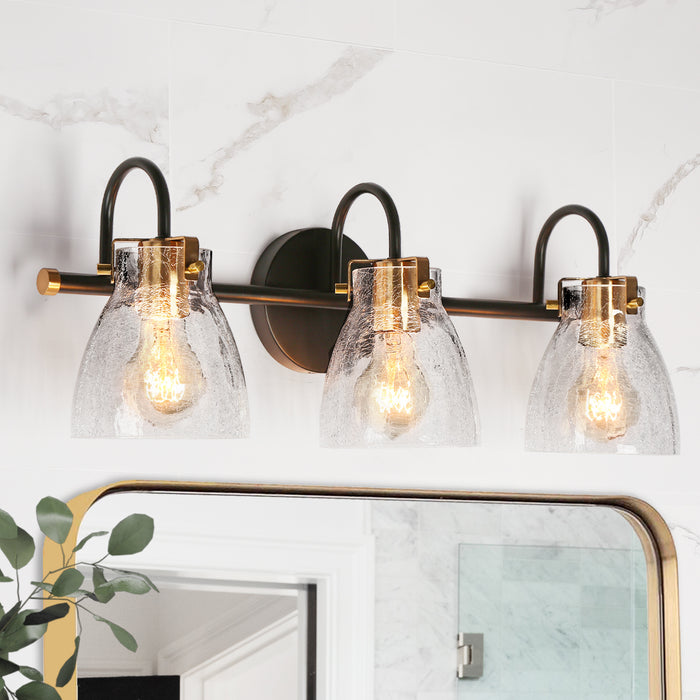 Aidtyr 3-Light Black and Brass Bathroom Vanity Lights