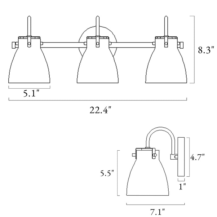 Aidtyr 3-Light Black and Brass Bathroom Vanity Lights