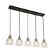 Letophafos 5-Light 40-in Black&Gold Modern Cluster Kitchen Island Light with Textured Glass