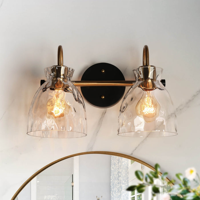 Ravilen 2-Light Black and Brass Bathroom Vanity Light