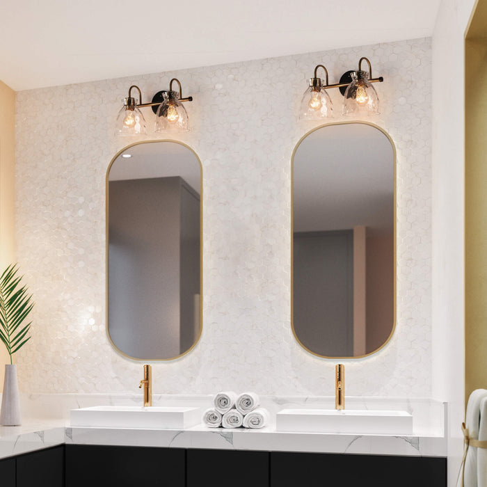 Ravilen 2-Light Black and Brass Bathroom Vanity Light