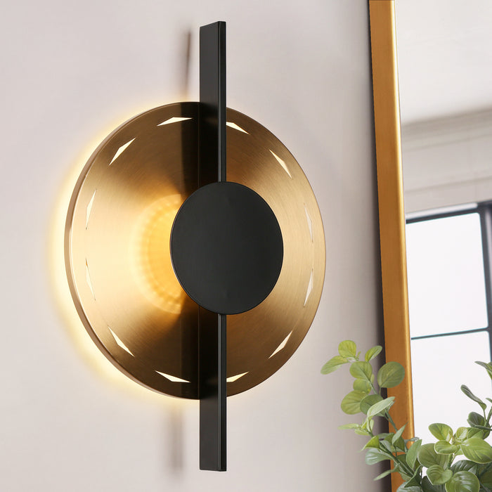 Tivora 1-Light LED Black and Brass Wall Sconce