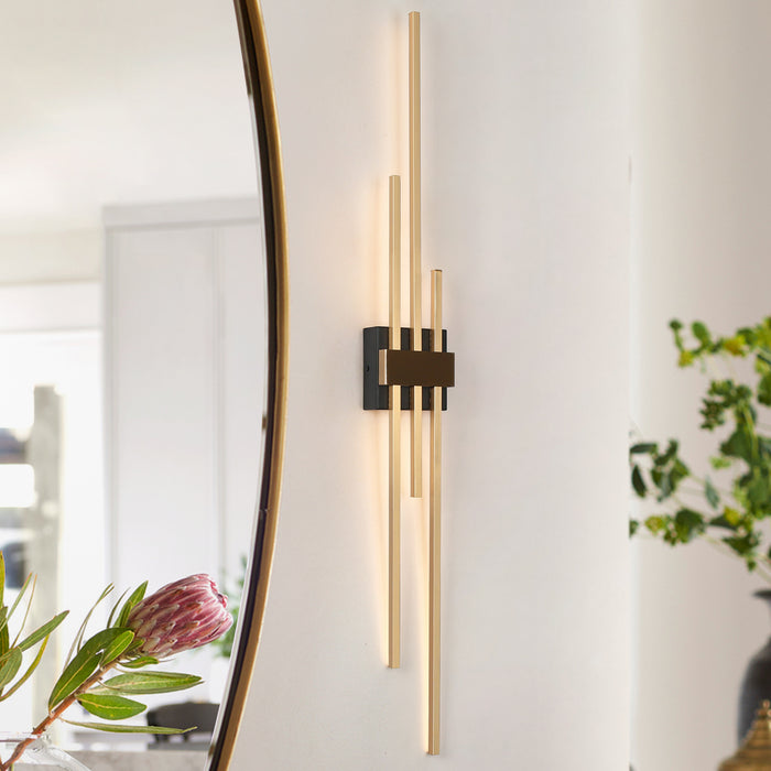 Serila 3-Light LED Black And Brass Wall Sconces