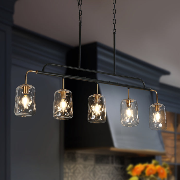 Erhart 5-Light Black And Brass Island Lights