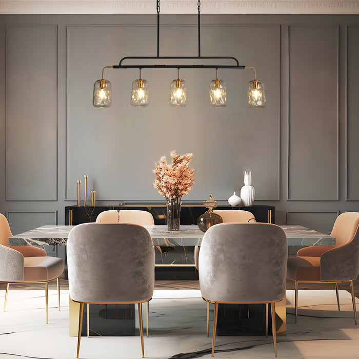 Erhart 5-Light Black And Brass Island Lights