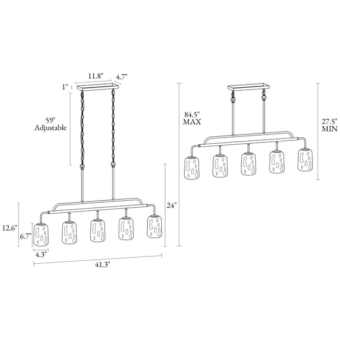 Erhart 5-Light Black And Brass Island Lights