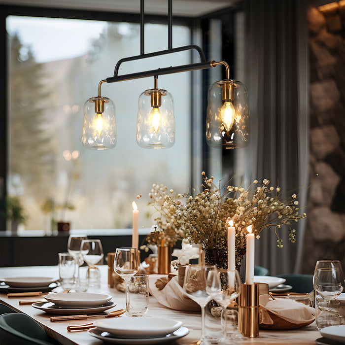 Erhart 3-Light Black and Brass Island Lights