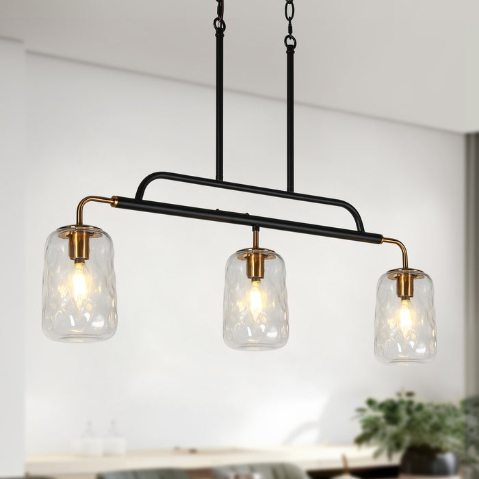 Erhart 3-Light Black and Brass Island Lights