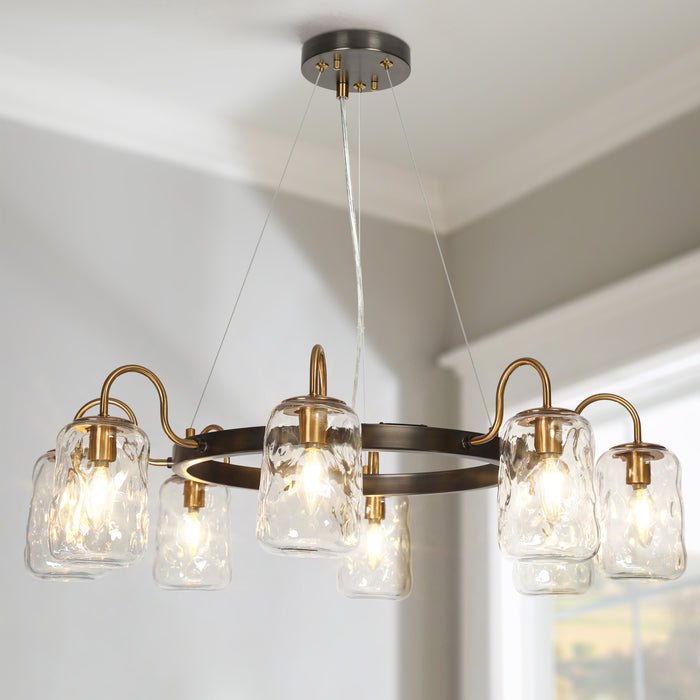Erhart 8-Light Black and Brass Chandeliers