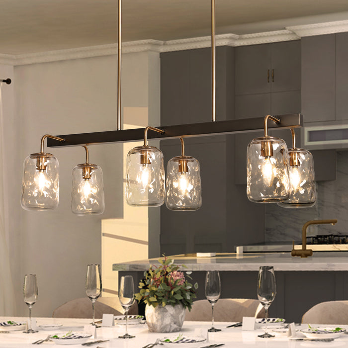 Erhart 6-Light Black and Brass Island Lights