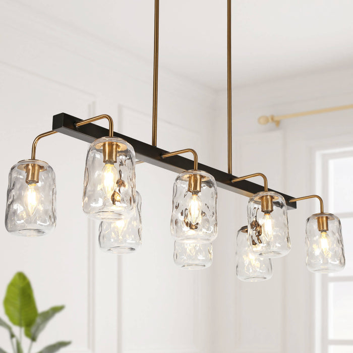 Erhart 8-Light Black and Brass Island Lights