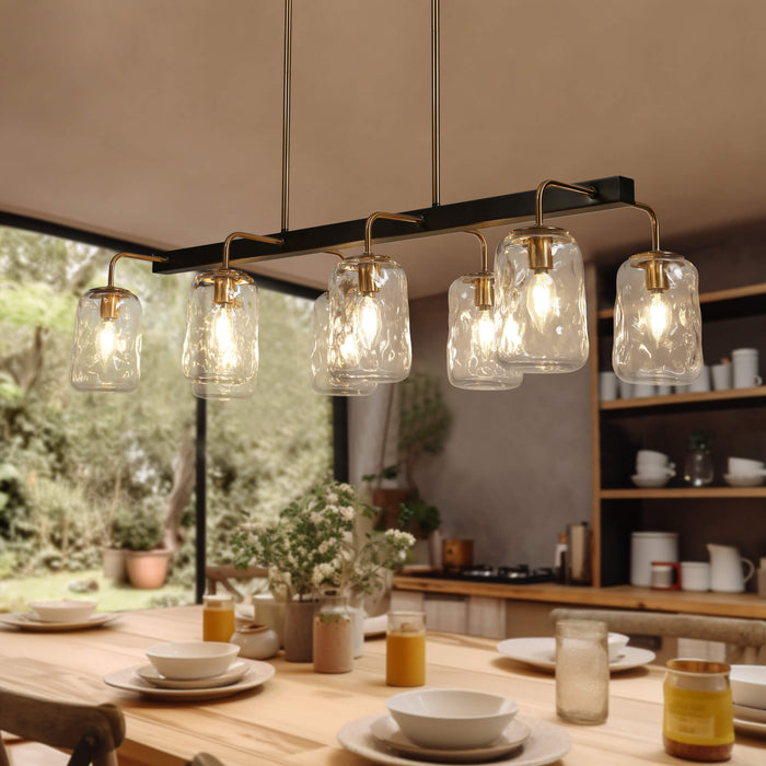 Erhart 8-Light Black and Brass Island Lights