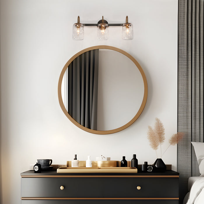 Erhart 3-Light Black and Brass Bathroom Vanity Lights