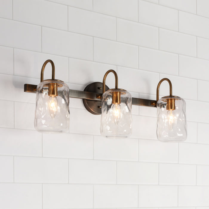 Erhart 3-Light Black and Brass Bathroom Vanity Lights