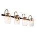 4-Light Bath Vanity Light Glass Wall Lights - Belles Lighting
