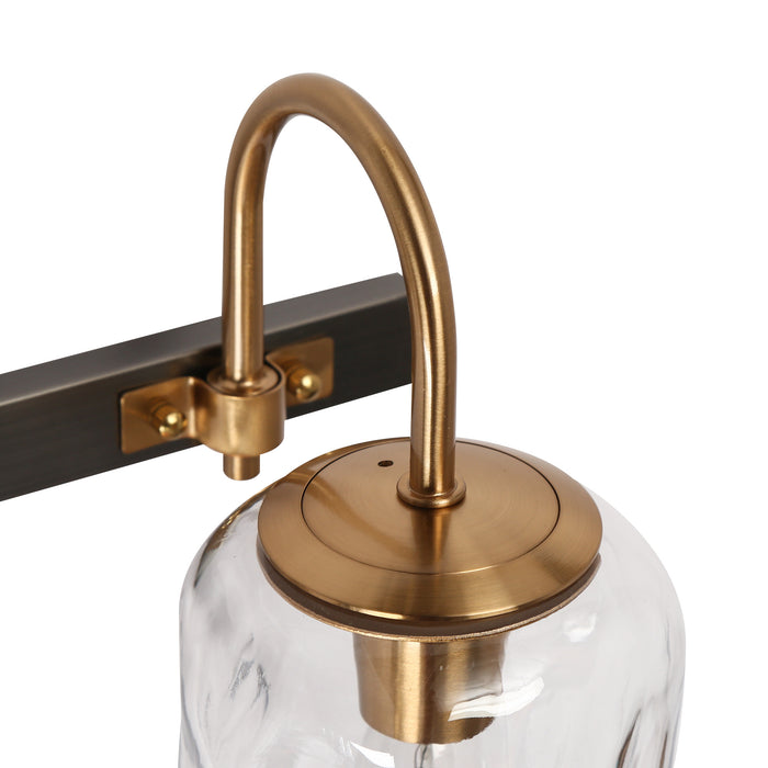 Erhart 4-Light Black and Brass Bathroom Vanity Lights