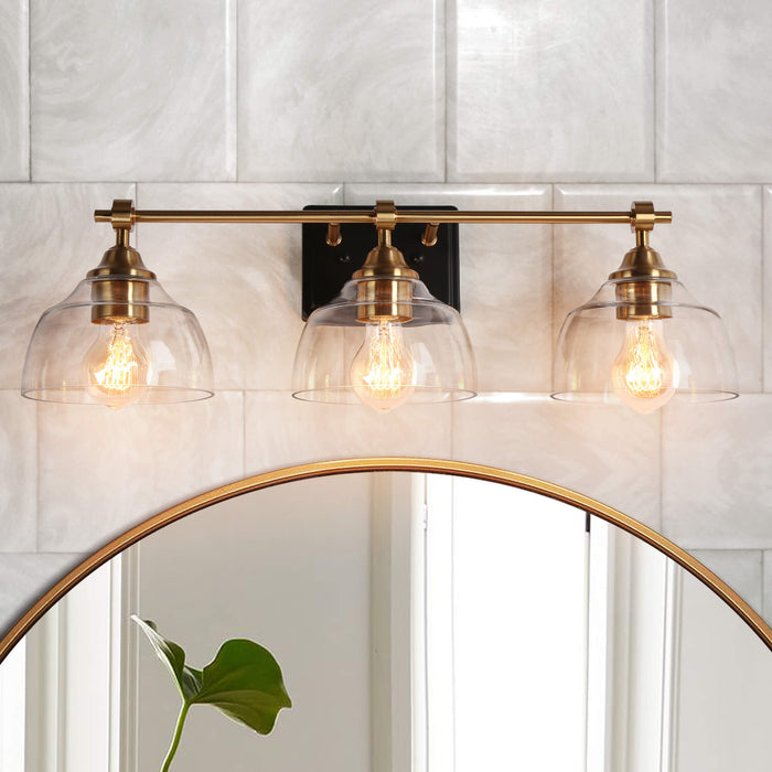 Laiger 3-Light Black and Brass Bathroom Vanity Light