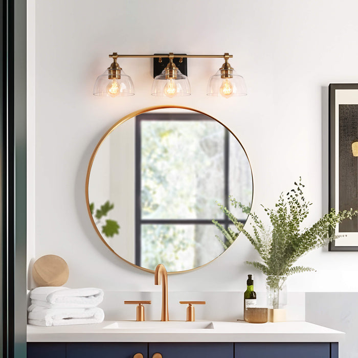 Laiger 3-Light Black and Brass Bathroom Vanity Light