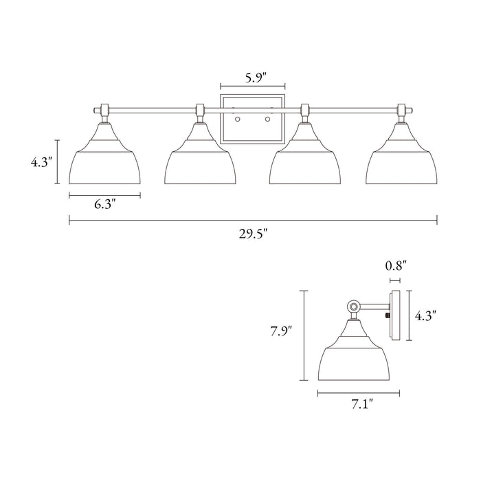 Laiger 4-Light Black and Brass Bathroom Vanity Light