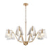 8-Light Brass Chandelier with Smoked Glass Shade - Belles Lighting