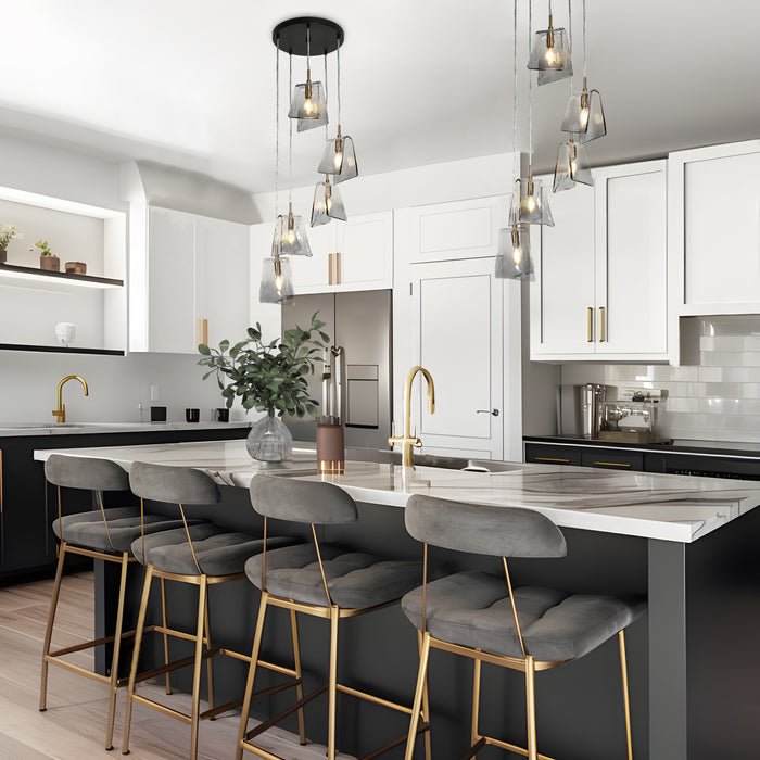 Afmean 5-Light Black and Brass Chandelier