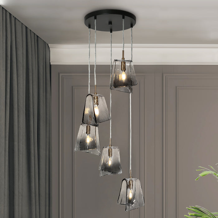 Afmean 5-Light Black And Brass Chandeliers