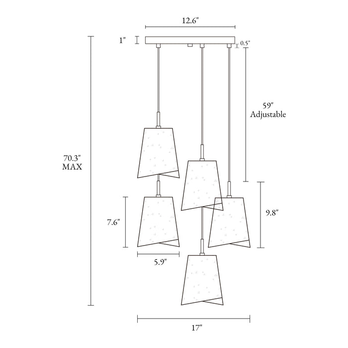 Afmean 5-Light Black and Brass Chandelier