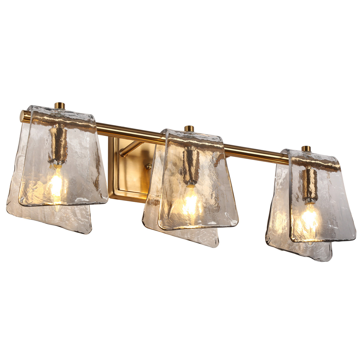 LNC Modern 3-Light Brass Textured Glass Bathroom Vanity Light — Belles ...