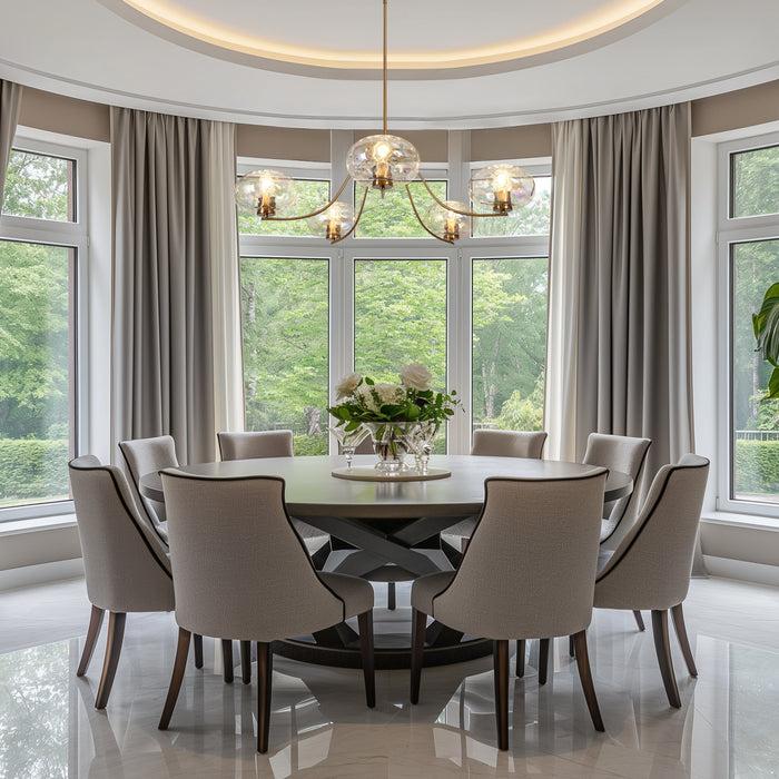 Teveris 5-Light Brass Colored Glass Chandeliers