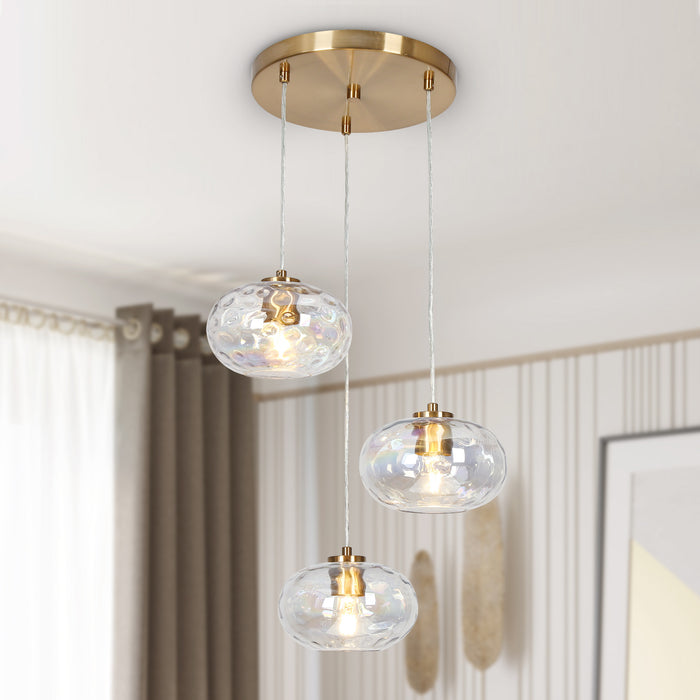 Teveris 3-Light Brass Chandelier