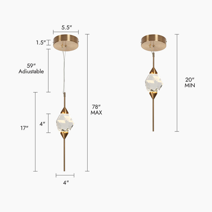 Riolven 1-Light LED Brass Pendant Light