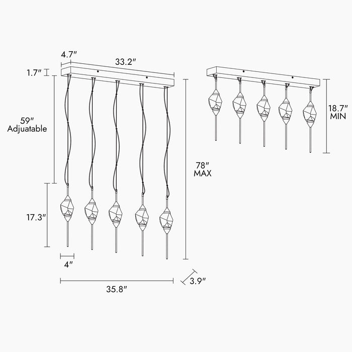 Riolven 5-Light LED Brass Island Light