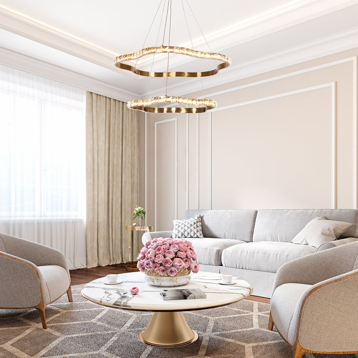 Calmira 2-Light LED Brass Chandelier