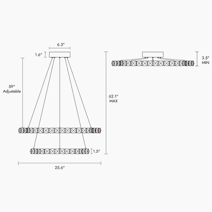 Calmira 2-Light LED Brass Chandelier