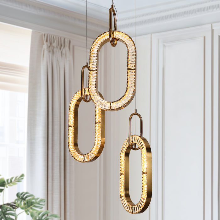 Drelia 3-Light LED Brass Chandelier