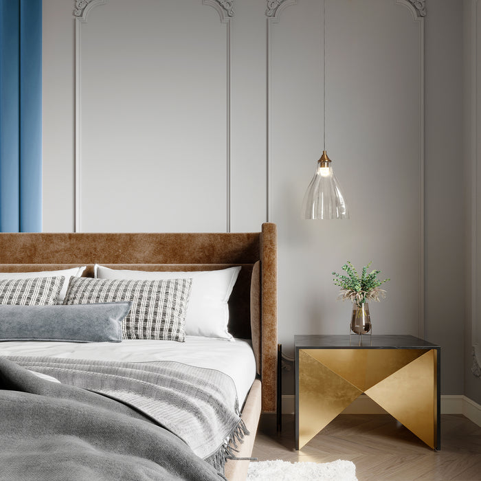 Vesilore 1-Light LED Black and Brass Pendant Light