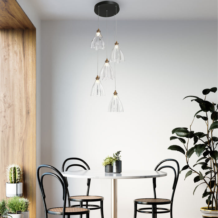 Vesilore 5-Light LED Black and Brass Chandelier