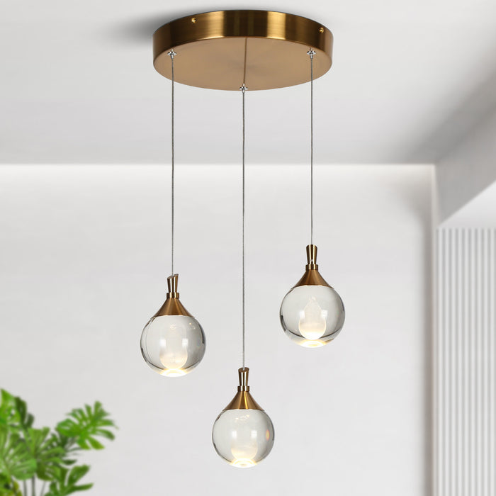 Elyvera 3-Light LED Brass Chandelier