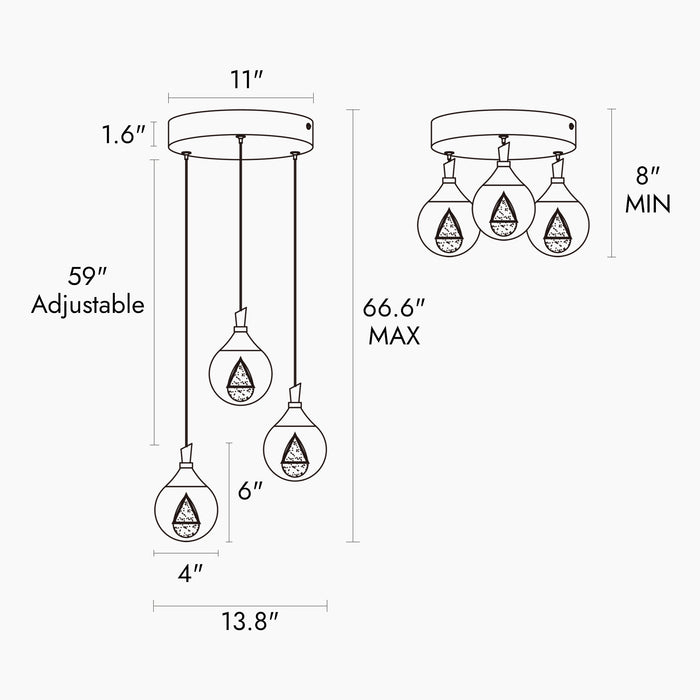 Elyvera 3-Light LED Brass Chandelier
