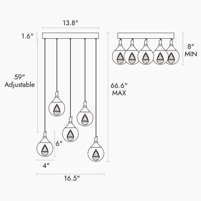 Elyvera 5-Light LED Brass Chandelier