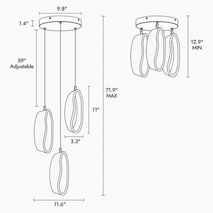 Mavorel 3-Light LED Gold Chandelier