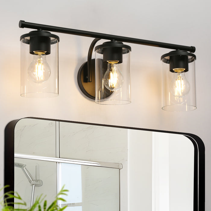 Melina 3-Light Black Bathroom Vanity Lights
