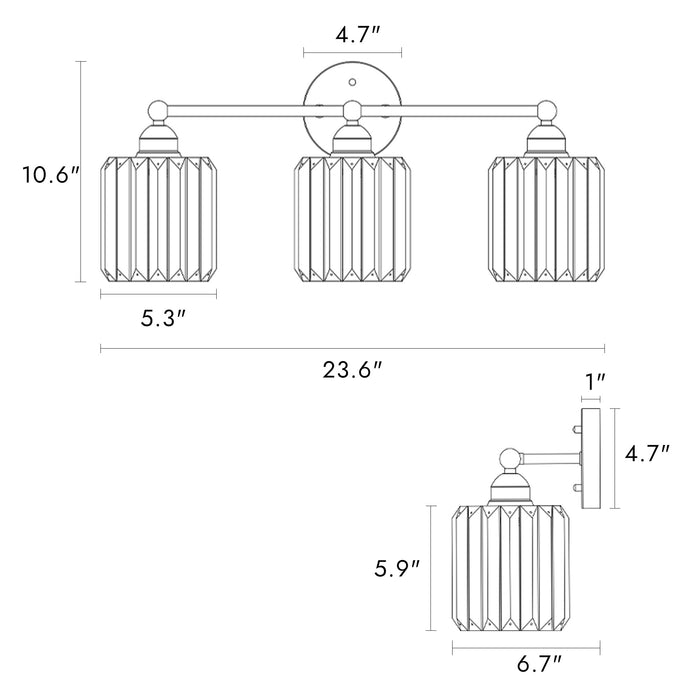 Senvior 3-Light Brass Bathroom Vanity Lights