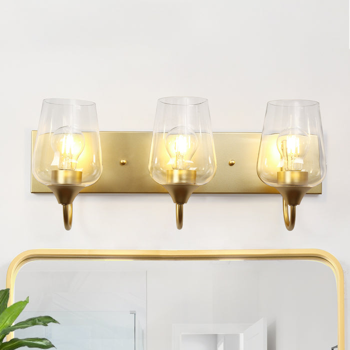 Rambuta 3-Light Gold Bathroom Vanity Lights