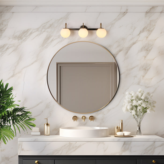 Aladari 3-Light Black and Brass Bathroom Vanity Lights