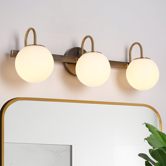 Aladari 3-Light Black and Brass Bathroom Vanity Lights