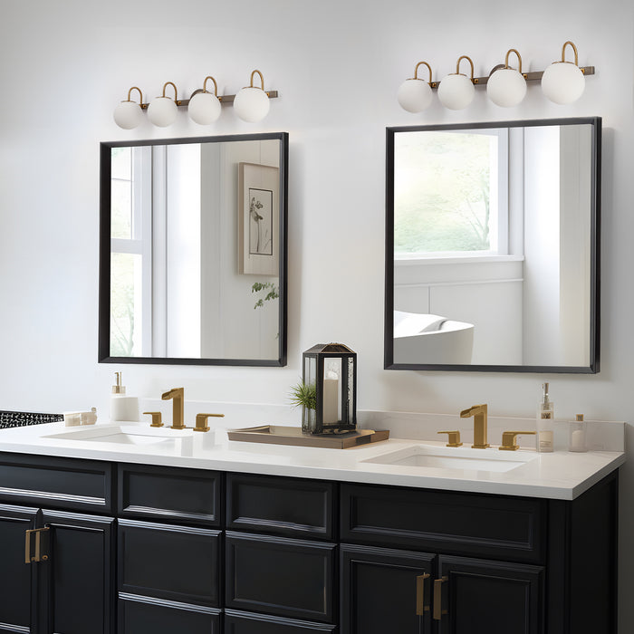 Aladari 4-Light Black and Brass Bathroom Vanity Lights