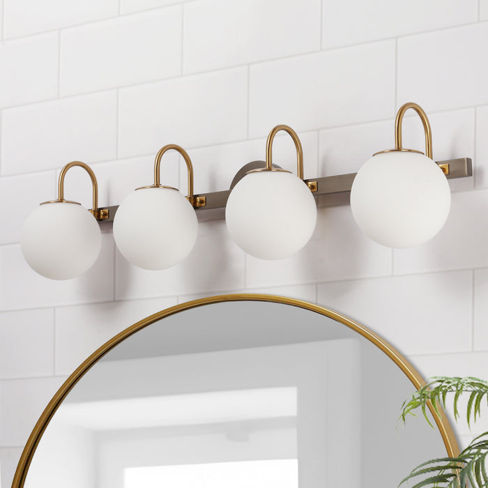 Aladari 4-Light Black and Brass Bathroom Vanity Lights