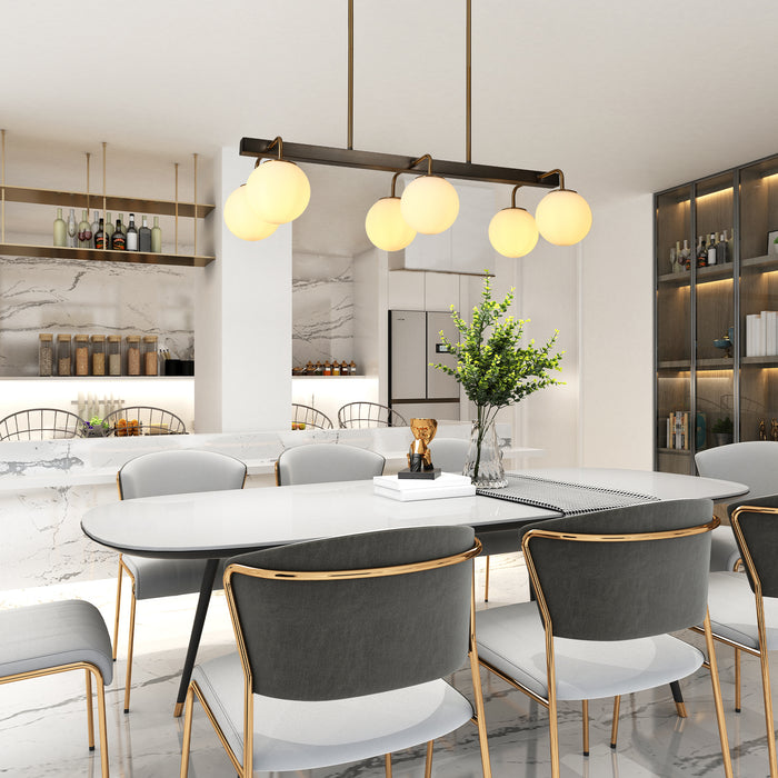 Aladari 6-Light Black and Brass Island Lights