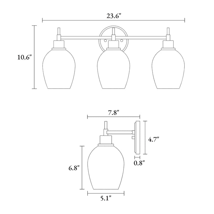 Mirabel 3-Light Brass Bathroom Vanity Lights